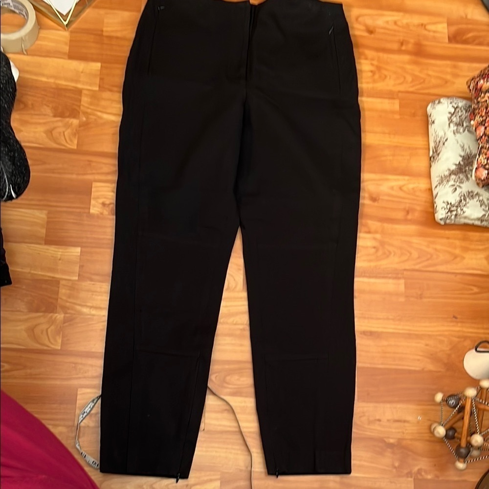 Club Monaco Skinny Black High-Waisted Pants with Front seams Zippered Ankle